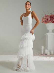 Lumalex 春季情人节甜美美情人装圣瓦伦丁情人节复活节婚礼订婚成人礼高腰高端派对季超长女装连衣裙 - 酒紅色 - 查看 1