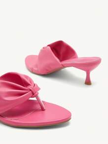CUCCOO CHICEST Women's Sweet & Elegant Platform Thong Sandal Heels - Pink - View 9