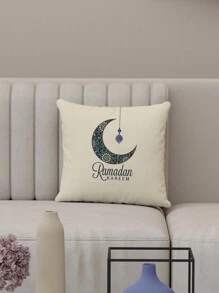 1 件斋月节日枕套无枕芯星星月亮灯笼印花靠垫套适用于客厅沙发卧室氛围装饰 - 彩色 - 查看 1