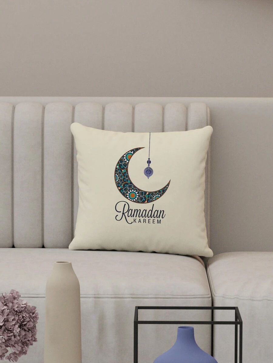 1 件斋月节日枕套无枕芯星星月亮灯笼印花靠垫套适用于客厅沙发卧室氛围装饰 - 彩色 - 查看 1