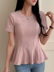 DAZY Blusa de mujer con diseño de volantes en la cintura, nueva colección primavera - Rosa - Ver 6