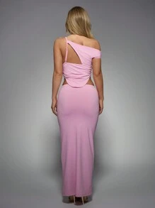 MISSGUIDED 不对称镂空蕾丝细节套装无袖短款上衣搭配长裙晚会俱乐部服装优雅两件套服装