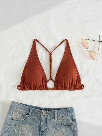 Swim Vcay Bikini-Oberteil für Frauen mit Perlenbesatz