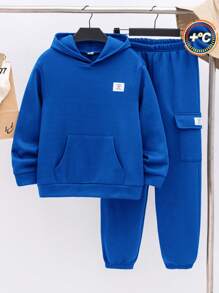 SHEIN Tween Boys Back To School Outfit, Includes Oversized Hoodie Sweatshirt And Jogger Pants, Versatile For School, Commuting, Daily Casual And Activewear