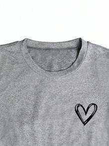 INAWLY 女式纯色简约休闲日常 T 恤 - 淺灰色 - 查看 4