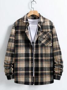 Manfinity Homme 男士格子长袖实用口袋夹克，适合秋冬穿着 - 彩色 - 查看 7