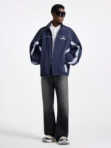 NEON BLANC 男士街头时尚宽松黑色编织牛仔裤 - 黑色 - 查看 4