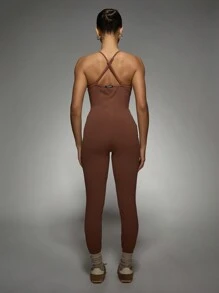 Missguided x Playboy 女式全长连体芭蕾连体裤，柔软连体裤，后背交叉，家居服标志家居服秋冬系列