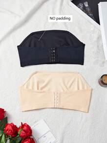 2pcs/Set Plus Size Women's Minimalist Wireless Bras, Comfortable Bralette - Multicolor - View 3