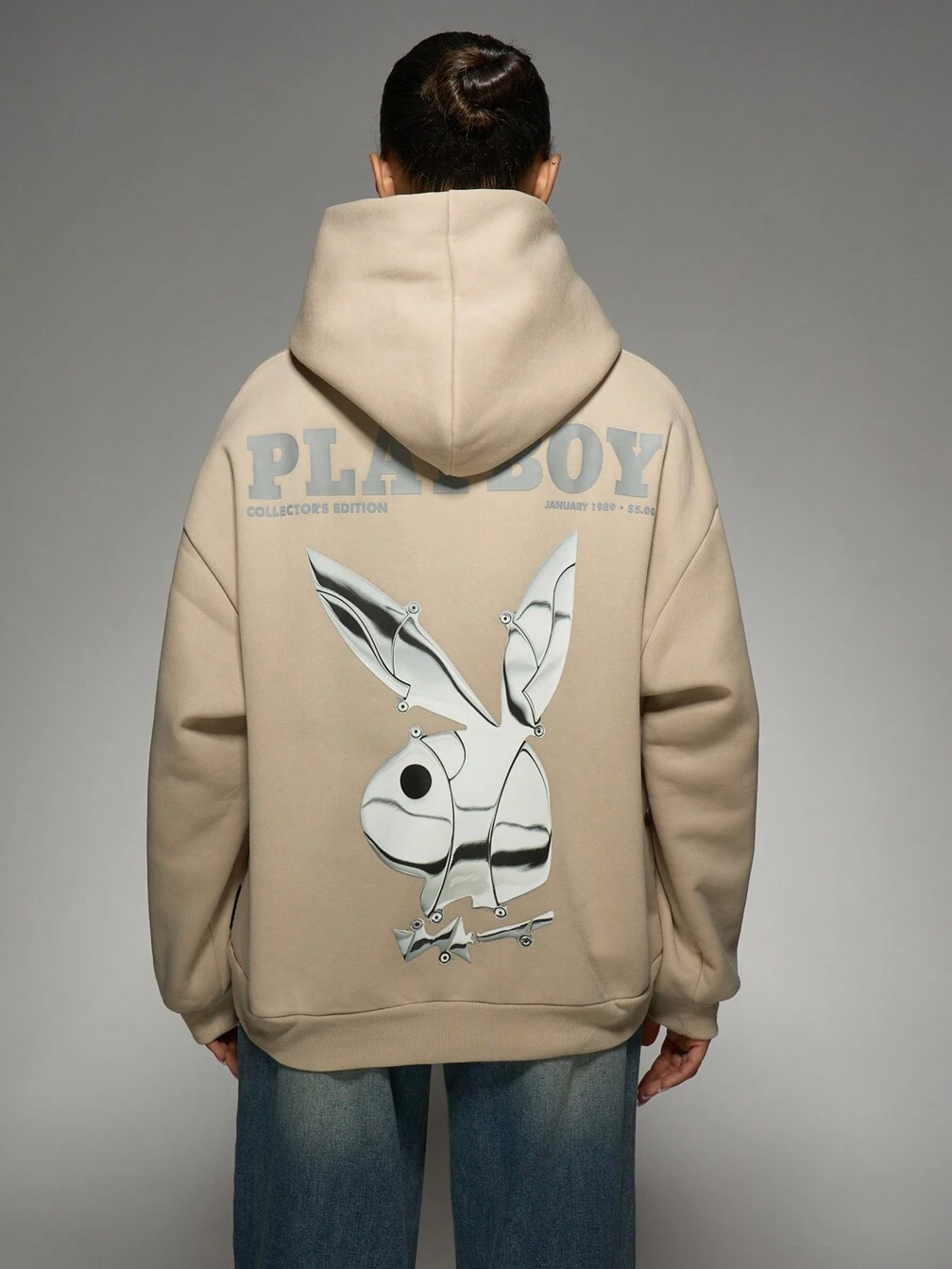 Missguided x Playboy Retro Chrome Bunny Collector Edition Hooded Pullover Sweatshirt｜MISSGUIDED