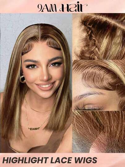 Short Straight Bob 13x4 Lace Front Wigs Human Hair Ombre Lace Frontal Wigs For