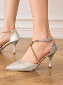 CUCCOO HITCHD Décolleté con tacco a spillo e punta a diamante color oro, eleganti per tragitto casa-lavoro, appuntamenti, matrimoni, ufficio, feste formali