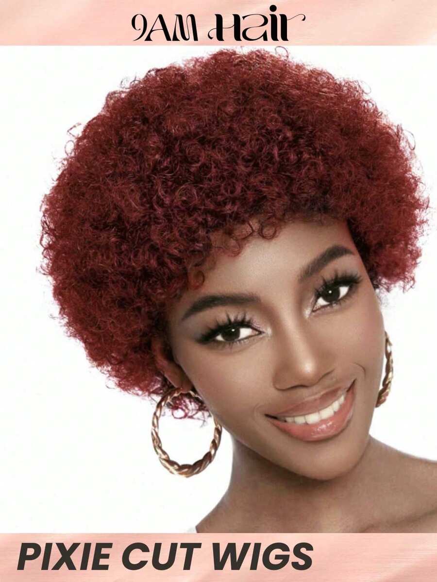 Short Curly Wave Pixie Cut Human Hair Wigs Real Affordable Hair Replacement Wig Cheap Daily Use Wig For Beginner Friendly Wear To Go Halloween Costumes - S99J/BUG - View 1