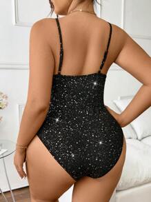 Cravure Bộ đồ liền thân viền kim loại chéo eo tôn dáng cho nữ cỡ lớn - màu đen - Xem 2