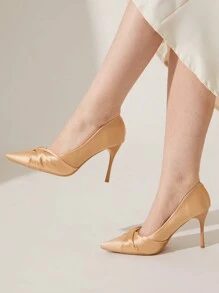 CUCCOO CHICEST Champagne Color Pointed Toe High Heel Pumps, Elegant Fashion Shoes For Banquet, Wedding, Commute, Date, Christmas Party - Champagne - View 3