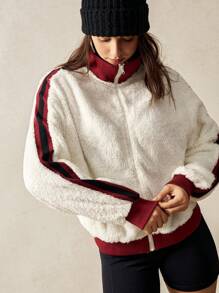 VARSITIE 高领长袖拉链女式户外夹克 - 白色 - 查看 7