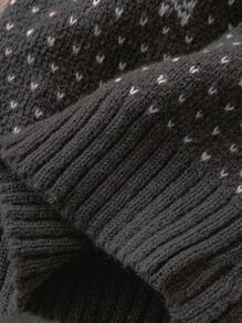 Sunnyshic Retro Cute Snow Flake Printed Hooded Cardigan Sweater, Warm For Autumn/Winter