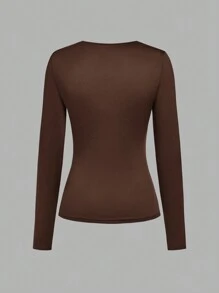 3pcs/Set Elegant Casual Solid Color All-Match Fitted Long Sleeve T-Shirt Combo For Teen Girl, Multi-Color, Versatile