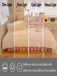 3pcs Cream White Plush Crystal Velvet Duvet Cover Set, Suitable For Bedroom, Warm Duvet Cover & Pillow Case, Machine Washable