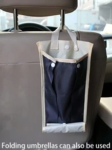 1 Pezzo Ombrello da auto impermeabile da 86cm, ripiegabile, con doppio uso, borsa appendibile per sedile posteriore, borsa portaombrello - Blu