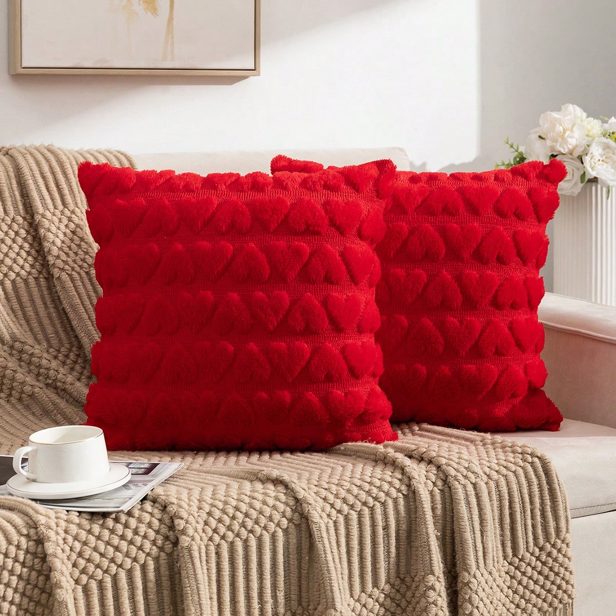 Fundas de almohada acolchadas con forma de corazón, aptas para la sala de estar, el dormitorio, el exterior, todas las estaciones, estilo de San Vale