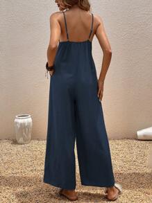 Breezaya Casual Loose Comfy Bib & Brace Overall.Summer Outfits For Women - Navy Blue - View 2