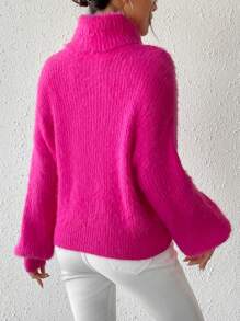 EMERY ROSE 高领落肩毛衣，长袖上衣