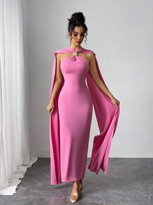 Modelyn Women's Elegant Cinched Waist Extra Long Dress Long Evening Dresses