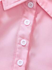 Baby Girls' Ruffled Asymmetrical Cap Sleeve Blouse, Summer - Pink - View 5