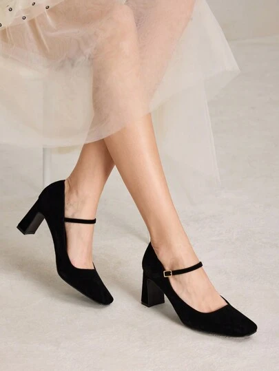 MOTF PREMIUM 法式简约方头高跟玛丽珍鞋，适合情人节、春季鞋、春假复活节