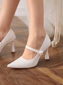 CUCCOO HITCHD Fashion Elegant White Faux Pearl Pointed Toe High Heels, Suitable For New Year, Valentine's Day, Bride, Party, Wedding, Date, Vacation Spring Shoes Spring Break Easter Prom Heels - White - View 9