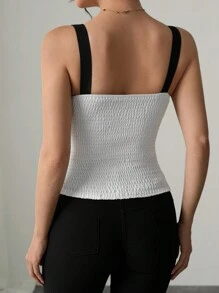 Chiquease Elegantes Camisole-Top mit Strass-Schleife, Rückenteil mit gerafftem Kontrastdesign für Frauen
