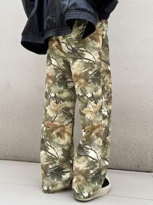 Manfinity EMRG Pantalon décontracté à jambe droite Manfinity Streetrush style vintage américain avec imprimé camouflage branche d'arbre, pantalon camouflage, Saint-Valentin homme - Kaki - Voir 2