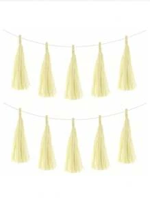 SHEIN 5pcs/Bag Colorful Tissue Tassel Banner, Tissue Ribbon Tassel Party Background Hanging Decoration, Suitable For Weddings, Birthdays, Single Lady, Parties