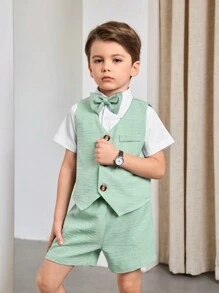 2pcs/Set Young Boy Formal Green Suit