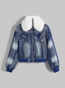 ROMWE Grunge Punk Retro Distressed Women Denim Jacket