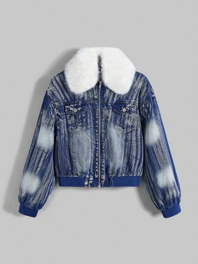 Grunge Punk Veste en jean femme vintage et délavée