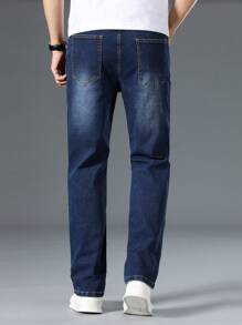 Manfinity Homme Jeans en denim minimaliste avec poche grande taille pour homme, porter casual au quotidien