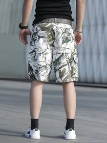 Manfinity Roghcode Men's Casual Tree Branch Print Utility Pockets Denim Shorts - Multicolor - View 2