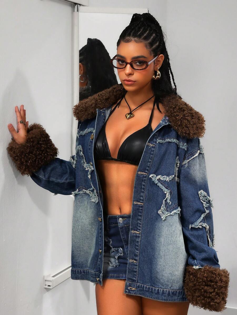 SHEIN ICON Women's Simple Fashion Casual Denim Jacket, Everyday Wear