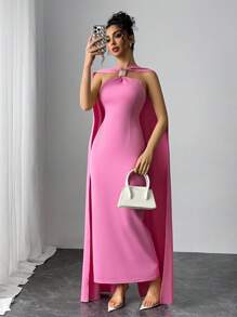 Modelyn Women's Elegant Cinched Waist Extra Long Dress Long Evening Dresses