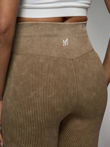 MISSGUIDED Ribbed Knit Capri Leggings High Waisted Compression Athletic Yoga Pants Seamless Workout Bottoms Ultra Stretch Running Exercise Fitness Activewear