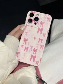 Duchess Plum Artist 1 件时尚哑光粉色蝴蝶结手机壳，简约可爱设计，兼容 iPhone11/12/13/14/15/16promax、S24/S23/A06/A16，适合情人节 - 彩色 - 查看 1