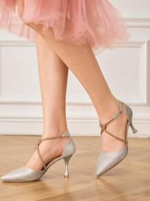 CUCCOO HITCHD Décolleté con tacco a spillo e punta a diamante color oro, eleganti per tragitto casa-lavoro, appuntamenti, matrimoni, ufficio, feste formali