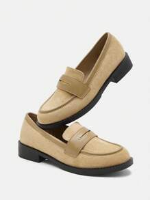 CUCCOO BIZCHIC Dames abrikoos & gouden decor casual instappers met platte loafers, comfortabel voor woon-werkverkeer