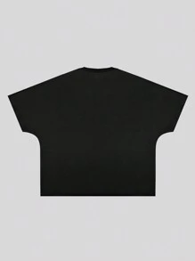 ROMWE MEN Street Life Camiseta holgada con estampado para hombres, estilo callejero retro - Negro - Ver 2