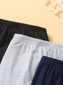 SHEIN Vintaside Kids 4 件套男婴纯色简约连脚裤，适合运动、家居和休闲装，春秋季 - 黑色 - 查看 3