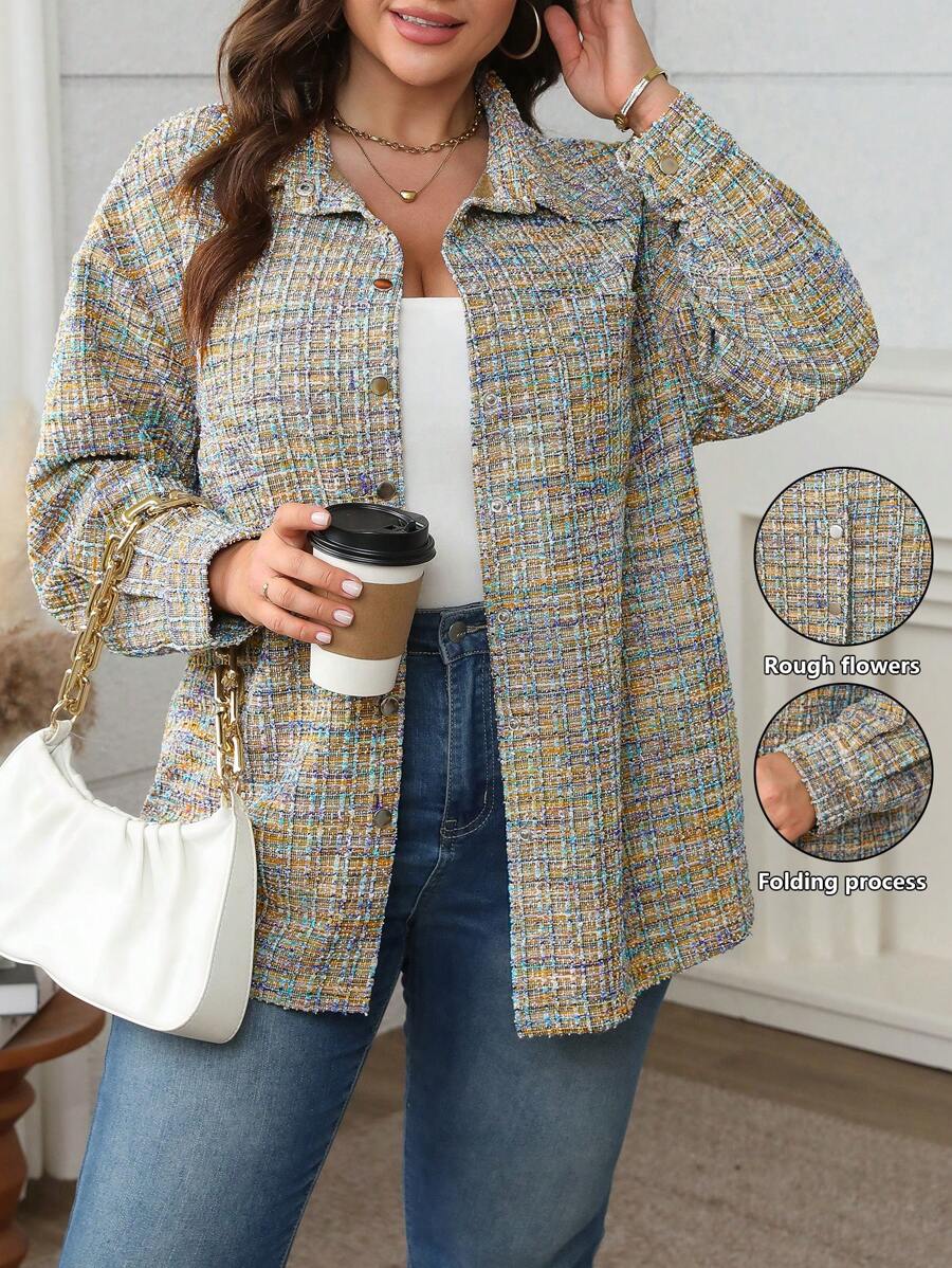 Flirla 大码女式多色针织休闲夹克，适合秋冬季