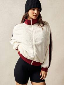 VARSITIE 高领长袖拉链女式户外夹克 - 白色 - 查看 2