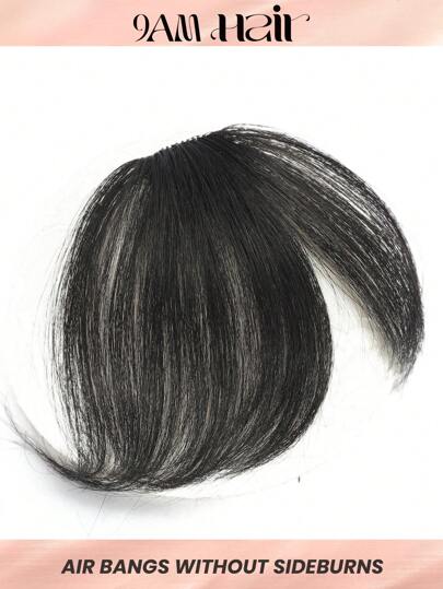 Virgin Human Hair Topper Black Color Top Hairpiece Air Bangs Straight Bangs For Women Natural Black Color